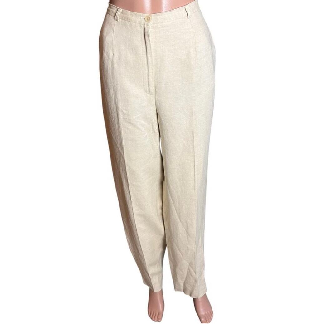 Lands’ End Linen Blend High Rise Pants – Size 10 Neutral Career Minimalist